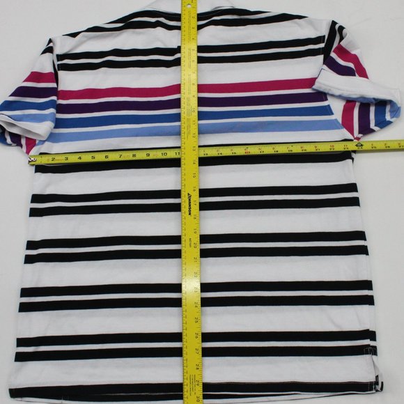 Red Ape White Mulit Color Adult Striped Big Logo Short Sleeve Mens Polo Shirt XL - Picture 9 of 9
